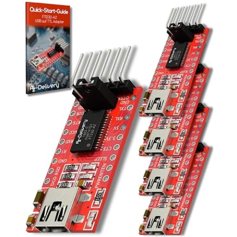 AZDelivery 25 x Kompatibel mit FT232RL USB zu TTL Serial Adapter für 3,3V und 5V kompatibel mit Arduino inklusive E-Book!