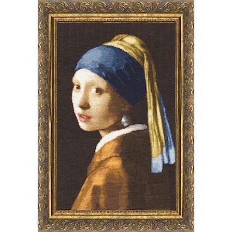 Sewing Cross-Stitch Kit Girl with A Pearl Earring. The Museum Collection