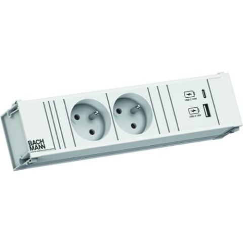 BACHMANN CONI 2xUTE 1xUSB A/C 22W 0,2m GST18 RAL9010