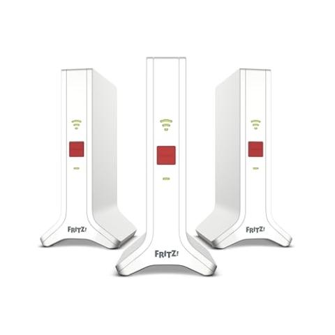 FRITZ!Mesh Set 4200 3-Pack (WLAN-Mesh-System bestehend aus drei FRITZ!Repeater 3000 AX, Triband-Wi-Fi 6 bis zu 4.200 MBit/s, WLAN-Abdeckung für 5-7 Räume, geeignet für den internationalen Gebrauch)