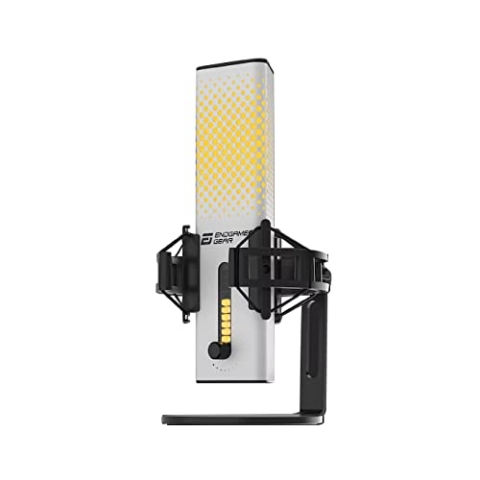 ENDGAME GEAR XSTRM USB Mikrofon für Streaming, Podcast, Aufnahmen in Studioqualität, 24 Bit / 192 kHz, externes Mic, AI-Geräuschunterdrückung, Stummschaltung durch Tippen, PC & Mac - weiß