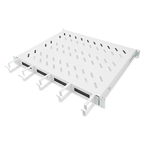 DIGITUS 1HE Fachboden festeinbau für 600 mm Tiefe Schränke inkl. Kabelmanagement, grau