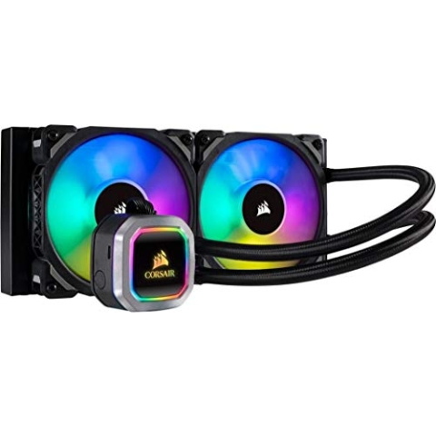 Corsair Hydro 100i RGB Platinum SE, Hydro-Serie, 240-mm-Kühler (zwei LL120-RGB-PWM-Lüfter, erweiterte RGB-Beleuchtung und Lüftersteuerung mit Software) Flüssiger CPU-Kühler - Weiß