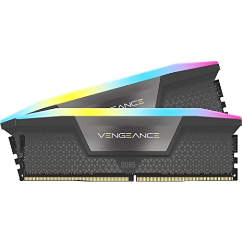 CORSAIR Vengeance RGB DDR5 64GB (2x32GB) DDR5 5600MHz CL36 AMD Expo Intel XMP iCUE Kompatibler Computerspeicher - Grau (CMH64GX5M2B5600Z36K)