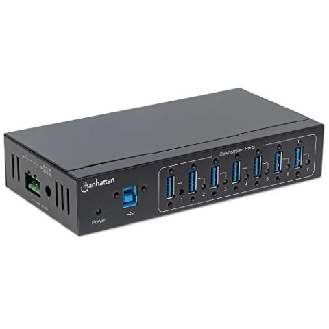 Manhattan 164405 7-Port USB 3.0 Hub für Industrieanwendungen sieben Typ A-Ports Schwarz