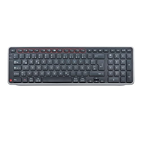 Contour Balance Keyboard | Bluetooth Tastatur kabellos mit USB Dongle| QWERTZ Layout | Super Flache Funktastatur | Nummernblock + Mediatasten | Für Zuhause und Arbeit | Für Windows und Mac