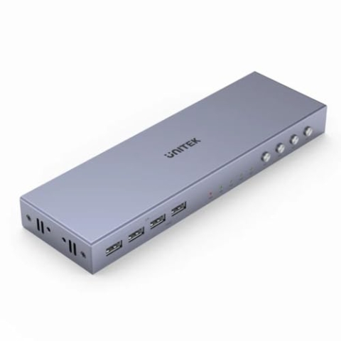 UNITEK HDMI KVM Umschalter Ermöglicht Betrieb Mehrerer Geräte mit USB-A-Anschluss über 1 Monitor mit HDMI-Anschluss - unterstützt Auflösungen bis zu 4K@60Hz und HDCP 2.2-EDID Signalübertragung -Silber