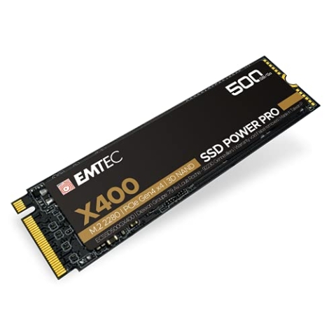 Emtec ECSSD500GX400 – Interne SSD – M.2 2280 NVMe – PCIe Gen4x4 – Kollektion X400 Power Pro – 500 GB, 500 GB, 3D NAND – ideal für Gaming, Videospiele, Intensive Arbeitsladung.