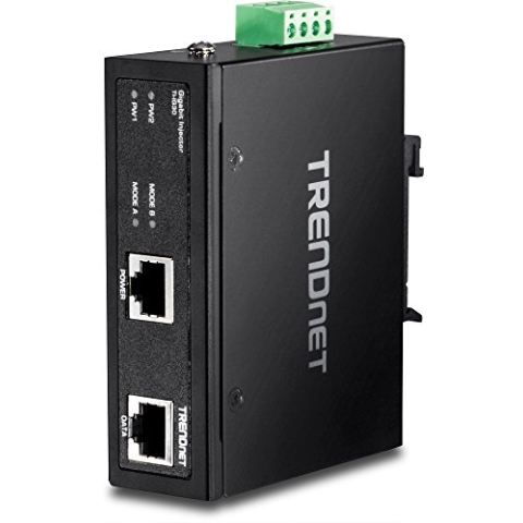 TRENDnet TI-IG30 gehärteter industrieller Gigabit PoE + Injektor, DIN-Schiene, Wandmontage, IP30-zertifiziertes Gehäuse, DIN-Schiene und Wandhalterungen enthalten