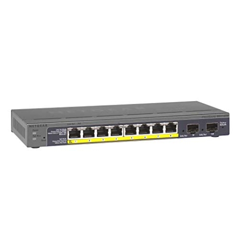 NETGEAR GS110TP 10 Port Gigabit Ethernet LAN PoE Switch Smart (Managed Netzwerk Switch mit 8x PoE 53W, 2x 1G-SFP, ProSAFE Lifetime-Garantie)
