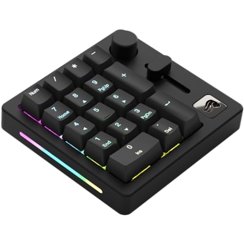 Glorious Gaming GMMK Macro Numpad – mit Kabel oder Bluetooth, Aluminium, anpassbar, programmierbarer Regler & Knopf, tastenweise RGB-Beleuchtung, lineare Schalter, 18x Doubleshot-ABS-Kappen – Schiefer