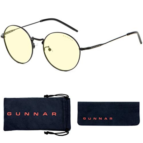 Gunnar Gaming- und Computerbrille - Ellipse, Onyx Rahmen, Amber Linsen - Blaulichtfilter Brille, Premium Blaufilter, UV-Schutz,