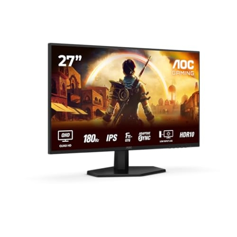 AOC Gaming Q27G42XE - 27 Zoll Quad HD Monitor, 180 Hz, 1 ms, FreeSync Prem., G-Sync comp., HDR10 (2560x1440, 2X HDMI 2.0, 1x DisplayPort 1.4) schwarz-rot