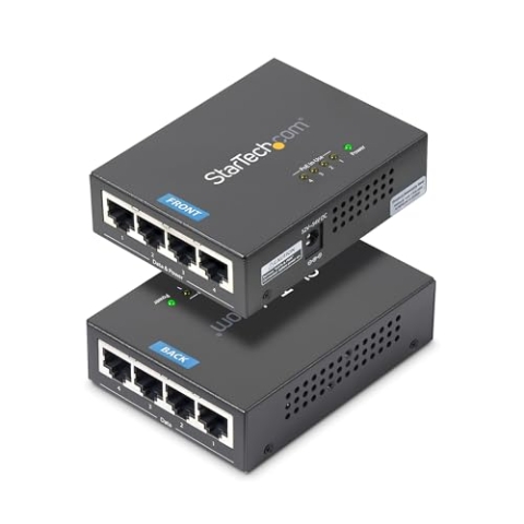 StarTech.com 4 Port Gigabit midspan - PoE+ Injektor - 802.3at/af - Wandmontierbar Power over Ethernet Midspan