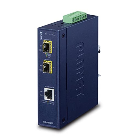 Planet Industrieller Medienkonverter 10/100/1000T zu 2-Port 100/1000X SFP IP30-40 bis 75øC