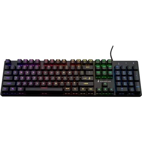 SureFire Kingpin M2 Mechanische Gaming Tastatur Englisch, Gaming Multimedia Keyboard Full Size, RGB-Tastatur mit Beleuchtung, 100% Anti-Ghosting-Tasten, englisches Layout QWERTY