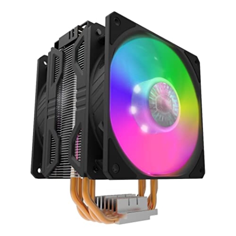 Cooler Master Hyper 212 LED Turbo ARGB CPU-Luftkühler - Tiefschwarzes Aluminium-Finish, 4 kontinuierliche Direktkontakt-Heatpipes mit Lamellen, 2x120mm ARGB SickleFlow-Lüfter, ARGB-LED-Controller