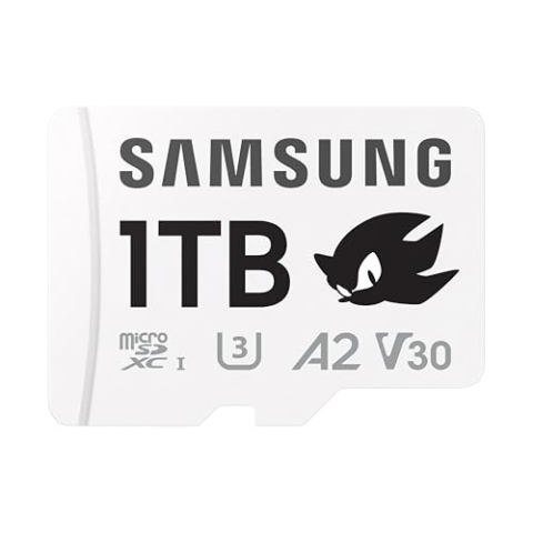 Samsung Sonic the Hedgehog(TM) microSD-Karte + SD-Adapter, Speicherkarte mit 1 TB, UHS-I U3, Full HD & 4K UHD, 180 MB/s Lesen, 130 MB/s Schreiben, Datenspeicher für Handheld-Konsolen, MB-MD1T0SA/LC1