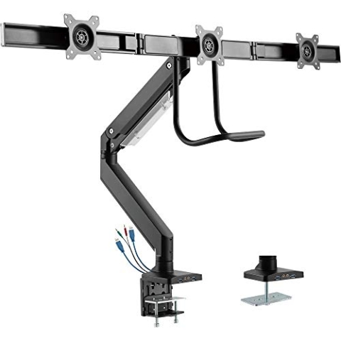 InLine® Tischhalterung mit Lifter und USB 3.0, beweglich, für 3 Monitore bis 69cm (27"), max. 3x6kg