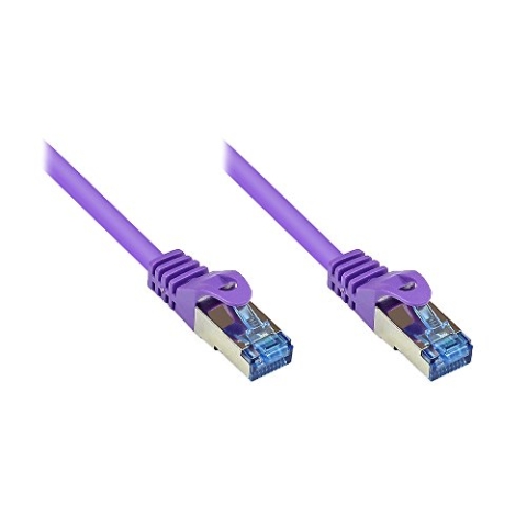 Kabelmeister® Cat.6A Ethernet LAN Patchkabel mit Rastnasenschutz - S/FTP, PiMF, PVC, 500MHz, halogenfrei- 10-Gigabit-fähig - violett, 50m