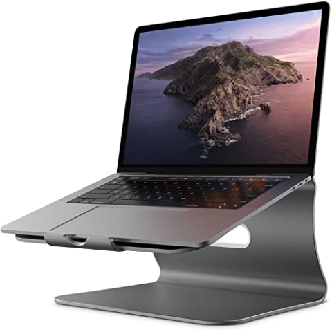 Laptopständer, Aluminium-Notebookhalter, Heat-Vent für MacBook Air/Pro, Dell, HP, Lenovo, Microsoft Surface, Samsung 11-16 Zoll Notebook Grau (patentiert)