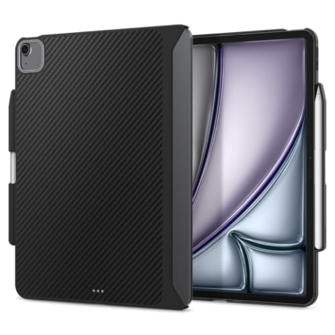 Spigen Enzo Aramid Hülle Kompatibel mit iPad Air 13 Zoll 7. Gen M3 (2025) / 6. Generation 1.Generation (2024) M2 Case mit Magnetring - Schwarz