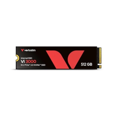 Verbatim Vi3000 NVMe M.2 SSD 512 GB, internes SSD-Laufwerk mit PCIe Gen 3 Schnittstelle, bis zu 3.100 MB/s Lesegeschwindigkeit, kompakt und leistungsstark für PC und Laptop, schwarz