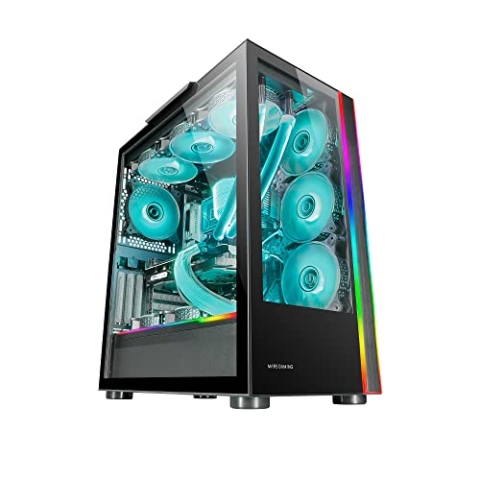 Mars Gaming MC-ULTRA Schwarz, Gehäuse Gaming Custom XXL E-ATX, Dual ARGB LED-Streifen, Dual Gehärtete Glasfenster, Dual Vertikale Kamera Struktur