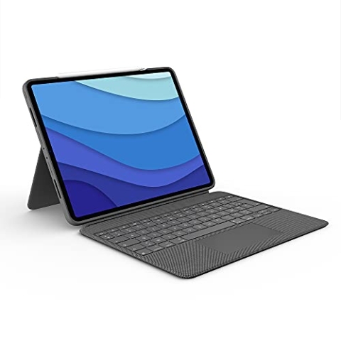 Logitech Combo Touch für iPad Pro 12,9 Zoll (5., 6. Generation:2021,2022) Abnehmbare Tastatur mit Hintergrundbeleuchtung mit Ständer, Click-Anywhere Touchpad, Smart Connector, French AZERTY - Grau