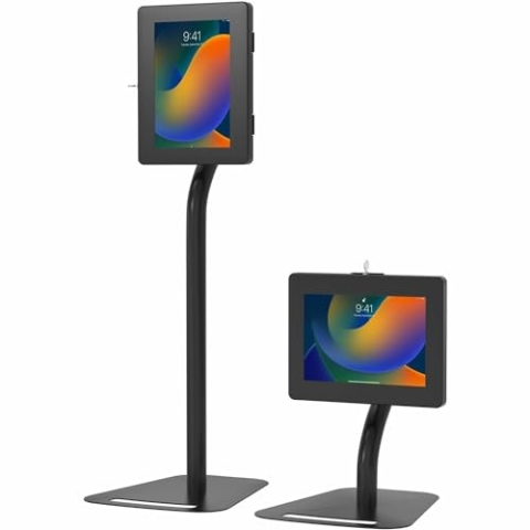 Boden-zu-Schreibtisch-Sicherheitskiosk - CTA Premium höhenverstellbarer Sicherheitskiosk für iPad Air 11 Zoll M2 (2024) - Pro 11 Zoll M4 (2024) - 7. / 8. / 9. Generation 10,2 Zoll - Galaxy Tab S5E