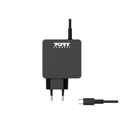 Port Connect Universalnetzteil PC USB-C 45 W kompatibel mit MacBook. PC, Tablets und Smartphone, Schwarz