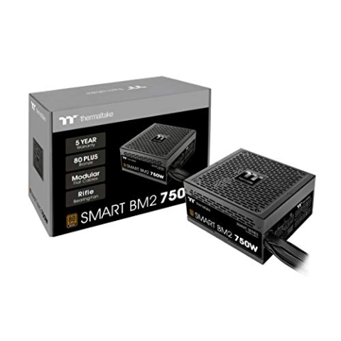 Thermaltake Smart BM2 750W | PC-ATX-Netzteil | 80-Plus-Bronze| semi-modular | leiser 140 Lüfter | EU Zertifiziert | schwarz