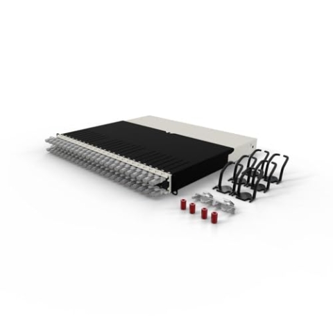 Patchbox ONE 8 RU Cat.6a Patchpanel 24 Port Patchpanel mit einziehbarem Kabelmanagement für 19" Rack mit 10GB Flachnetzwerkkabeln für einfache Netzwerk- und Netzwerkkonfiguration
