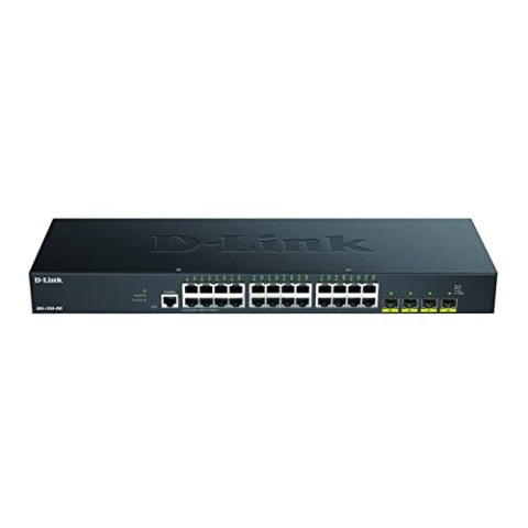 D-Link DGS-1250-28X/E, 28-Port Smart Managed Gigabit Switch (24 x 1000BASE-T-Port, 4X 10G SFP+ Slot) - Nur EU-Netzkabel