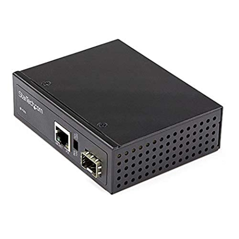 StarTech.com PoE+ Industrial Media Converter 60W - Medienkonverter LWL Kupfer - Singlemode-/Multimode Glasfaser auf Kupfer Gigabit Ethernet - Mini/Kompaktgröße - IP-30/ -40C bis 75C