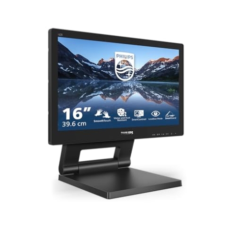Philips 162B9T - 16 Toll Touch Monitor, höhenverstellbar (1366x768, 60 Hz, VGA, DVI, HDMI, DisplayPort, USB Hub) schwarz