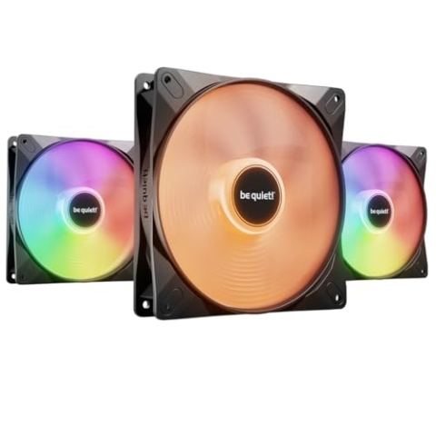 be quiet! Light Wings LX 140mm PWM Lüfter, Enthält 3 Lüfter, Beleuchteter Hub und mattierte Lüfterblätter, vielzählige Farben und Effekte, ARGB-Kabel mit Möglichkeit zur Reihenschaltung