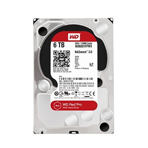 WD Red Pro 6TB interne Festplatte SATA 6Gb/s 128MB interner Speicher (Cache) 8,9cm 3,5Zoll 24x7 5400Rpm, optimiert für NAS Systeme mit bis zu 16 Laufwerkschächten, HDD Bulk WD6001FFWX