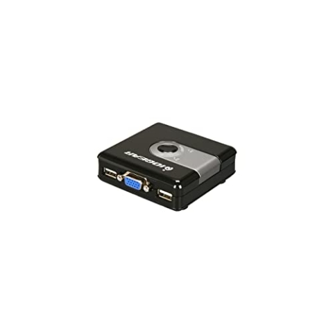 IOGEAR 2-Port Compact USB VGA KVM W/Built-in Bonded Cable Design, GCS42UW6