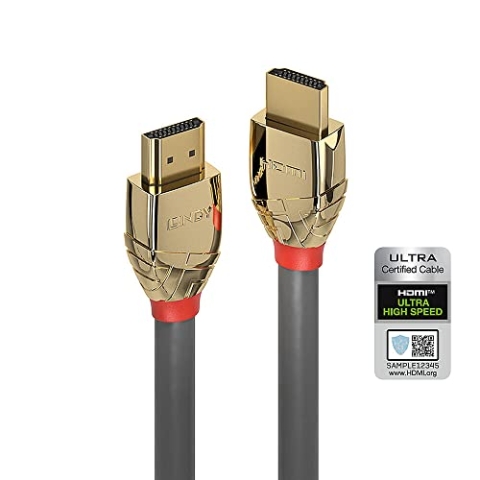 LINDY 37601 - HDMI-Kabel 2.1 Gold Line High Speed 1 Meter mit Ethernet, 10k@120Hz HDMI 2.1 3D 1080p HDCP 2.3 120Hz 144Hz HDR ARC CEC ATC, ATC-getestet, TV OLED, Monitor, Xbox, Blu-Ray, Soundbar