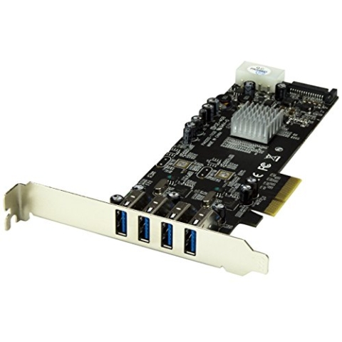 StarTech.com 4 Port USB 3.0 SuperSpeed PCI Express Schnittstellenkarte mit 2 5Gb/s Kanälen und UASP, SATA/LP4 Molex Strom