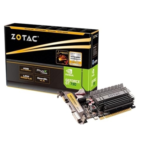Zotac GeForce GT 730 Zone Grafikkarte (NVIDIA GT 730, 4GB DDR3, 64bit, Base-Takt 902 MHz, 1,6 GHz, DVI, HDMI, VGA, passiv gekühlt)