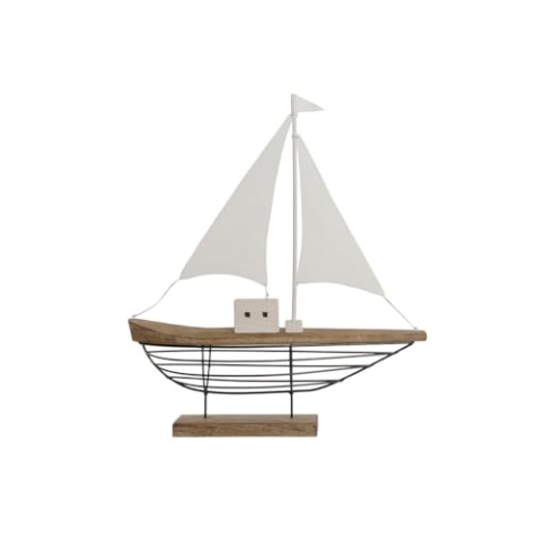 Home ESPRIT Dekorative Figur, Weiß, Natur, Segelboot, gealtert, 54 x 15 x 61,5 cm