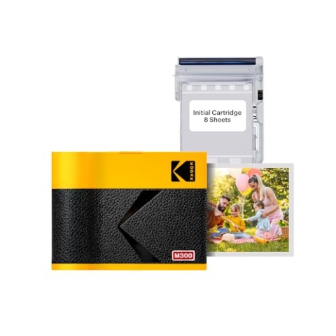 KODAK Mini 3 ERA 4PASS Mobiler Fotodrucker (7,6x7,6cm) Fotodrucker + 8 Blatts, Gelb