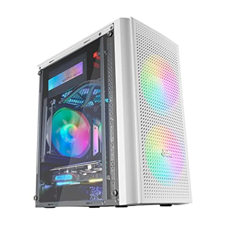 Mars Gaming MC300W Weiß, MicroATX PC Gehäuse, Gehärtetes Glas, Mesh Front, 3xFRGB Lüfter