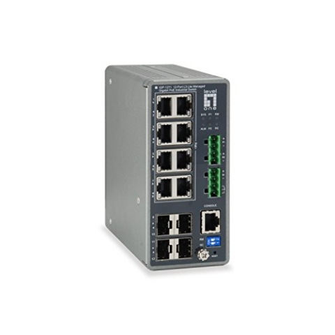 LevelOne Industrial Switch 12-Port L3 Lite Gigabit PoE 240W