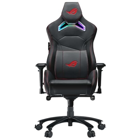 ASUS ROG Chariot X Gaming-Stuhl (Aura RGB Beleuchtung, 4D-Armlehnen, Memory-Foam, Premium-PU-Leder, One-Touch-Controller) schwarz