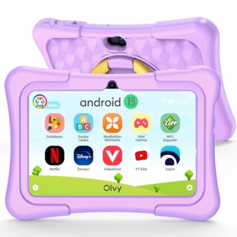 Olvy Kinder Tablet 7 Zoll, Tablet für Kinder Android 13, 96GB Speicher, Dual-Kamera, Wi-Fi, Bluetooth, Kids Tablet