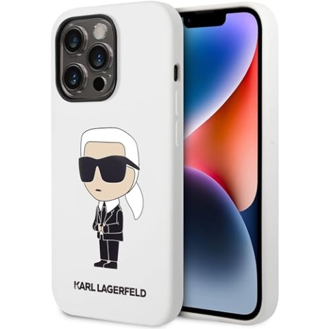 Karl Lagerfeld KLHCP14XSNIKBCH Hardcase für iPhone 14 Pro Max 6,7" Weiß Silikon Iconic