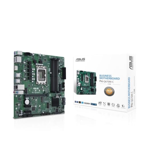 ASUS Pro Q670M-C-CSM Business-Mainboard Sockel Intel LGA 1700 (Micro-ATX, PCIe 4.0, DDR5, Intel-vPro-Unterstützung, HDMI, DisplayPort, USB-A 3.2), CE59873, schwarz
